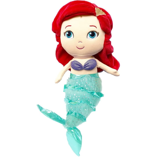 Disney Baby™ Princesse Ariel Poupée 12 Pouces - avec Sons, une Poupée Sirène en Peluche aux Cheveux Froncés Rouge Vif, Haut de Coquillage Violet Scintillant, et Queue à Volants turquoise avec accents de Paillettes Argentées, Convient pour Câliner et Réconforter les Enfants.