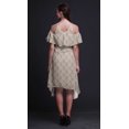 thumbnail image 4 of Bimba Grey Floral Print Cold Shoulder Women Swing Tunic Flutter Sleeve Midi Dress - Medium, 4 of 6