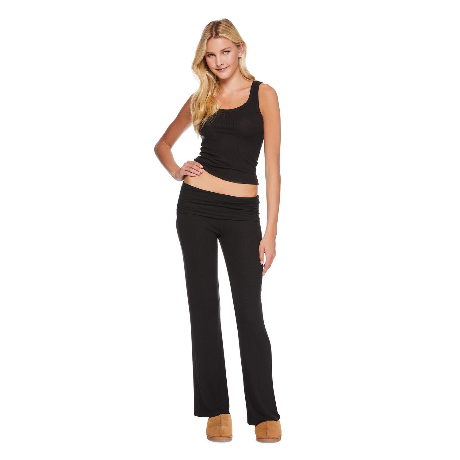 No Boundaries Women's Rib Pajama 2-Piece Set