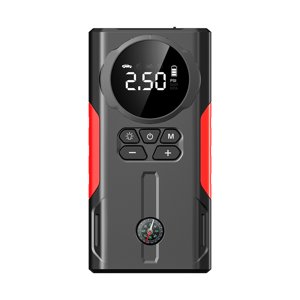 12V 1000A Peak Jump Starter & 90W Air Compressor Combo - 8000mAh Portable Car Battery Booster with 19 Cylinder, 5V 2A USB Output, Emergency Power Bank for Outdoor Use, Black, 18*9cm