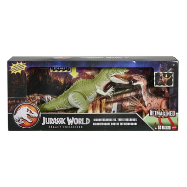 Jurassic World - Paquet de 2 figurines de dinosaures Giganotosaurus et Therizinosaurus, Actions d’attaque
