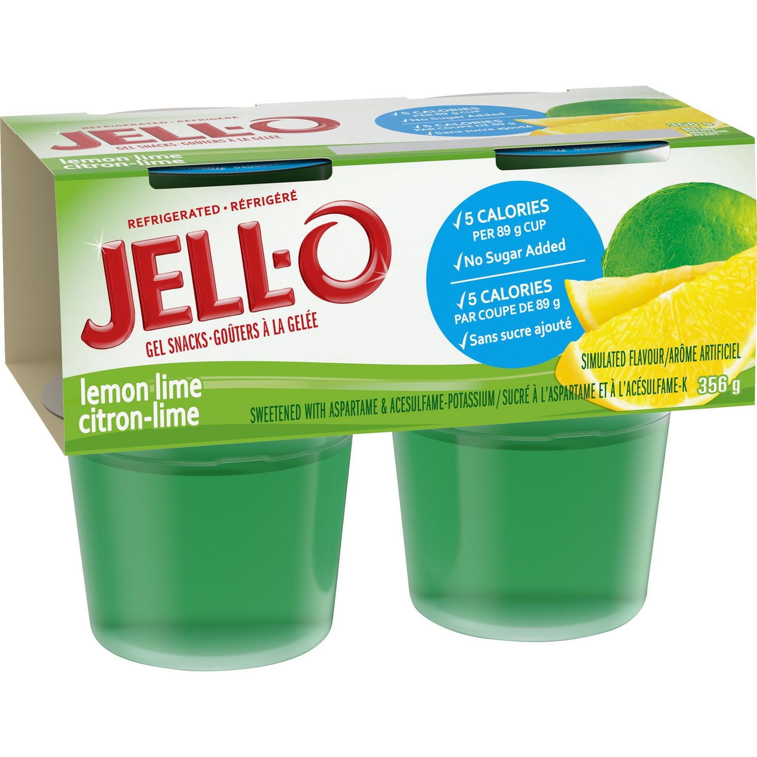 Goûters À La Gelée Réfrigéré Prêt-À-Servir À Saveur De Citron-Lime Sans Sucre Ajouté, Paquet De 4