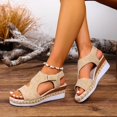 thumbnail image 4 of Sandals for Women, Wedge Heel Roman Style, Plus Size Comfortable, Spring Summer Trendy, Thick Sole, Breathable Fabric, 4 of 9