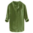 thumbnail image 1 of Shirts for Men Button Down Spring Summer Solid Color Lapel Large Size Holiday Short Sleeved Green Mens Fall Clothes size XXL, 1 of 6