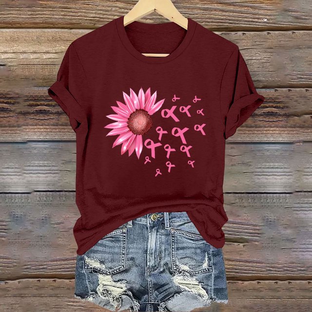 Blouses pour Femmes, Mode Féminine Imprimé Manches Courtes Blouse Drôle Col Rond T-Shirt Tops