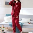 thumbnail image 4 of RKSTN Ensembles de Pyjama pour Femmes 2 Pcs Mode Flanelle Imprimée Poche Manches Longues+ Pantalon Long Ensemble de Pyjama Doux Confortable Pyjamas, 4 of 5