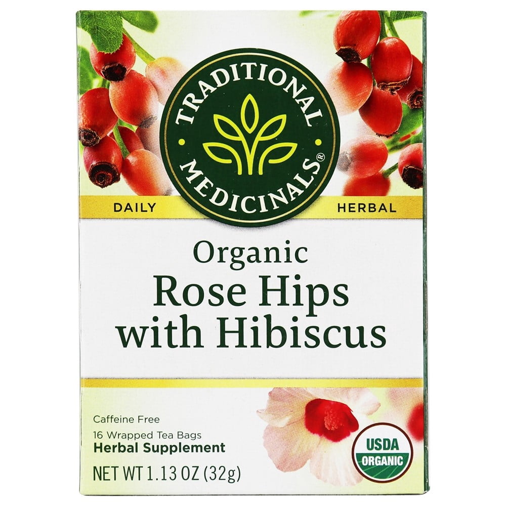 Traditional Medicinals - Organic Rose Hips With Hibiscus Herbal Tea - 16 Tea Bags