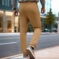 thumbnail image 3 of Ceisia Men Solid Color Loose Casual Pants Elastic Waist Drawstring Sports Gift Work Trousers, 3 of 4