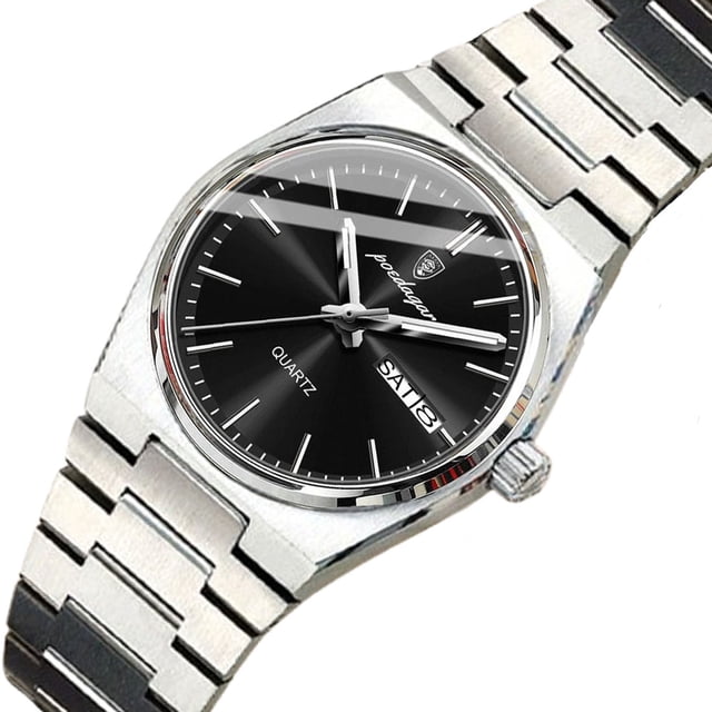 POEDAGAR Luxury Watch for Woman Quartz Waterproof Luminous Date Week Stainless Steel Watches Clock