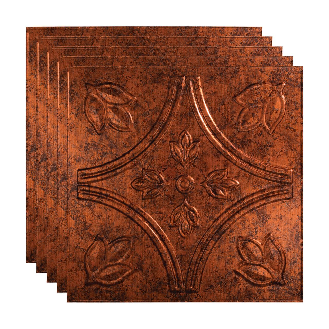 Fasade Decorative Vinyl Ceiling Panel 2ft 5 Pack Water-Resistant, Class A Fire Rated