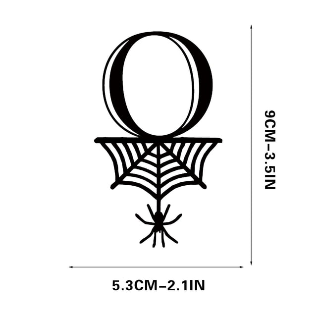 Spider Halloween Decoration Hang Tag Set with 26 Iron Letters 5.3 cm x 9 cm, Black Rope Included