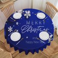 thumbnail image 1 of Tablecloth Christmas Blue Ball Fir Branch Snowflake Round 60 x 60 Inch Table Cover Polyester Stain and Wrinkle Resistant Table Cloth for Kitchen Dining Coffee Party, 1 of 6