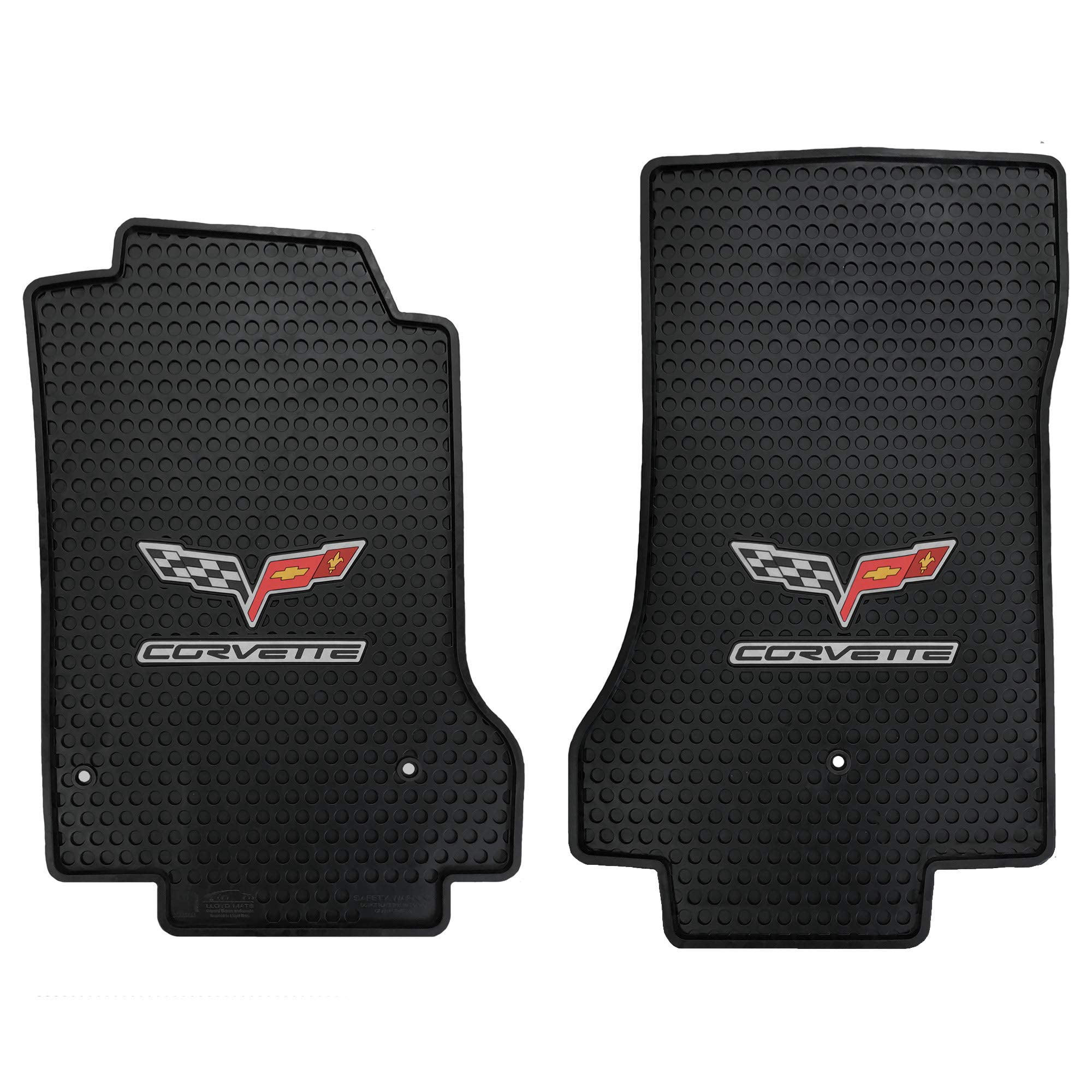 Lloyd Mats Heavy Duty Signature Rubber All Weather Floor Mats for Corvette C6 2005-2007.5 (2PC - Fronts, Black)