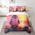 thumbnail image 2 of 7pcs Cartoon Penguin Twin Comforter Set for Kids Boys Girls Beach Themed Bedding Comforter Sets, Antarctic Animal Bed in a Bag Cute Wildlife Bedding Set, Coastal Sea Ocean Marine Bed Sheets Set, 2 of 6