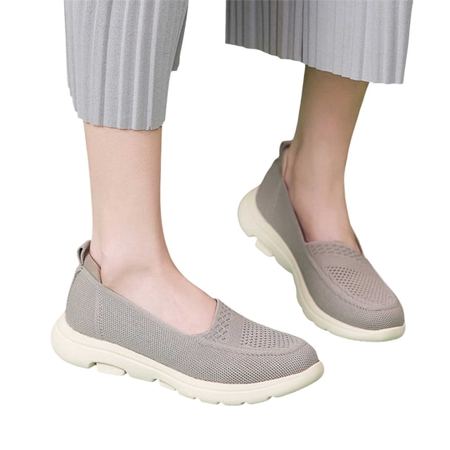 Orthopedic Slip on Walking Shoes for Women Spring Fall Lightweight Breathable Arch Support Platform Wedges Non Slip Work Loafers