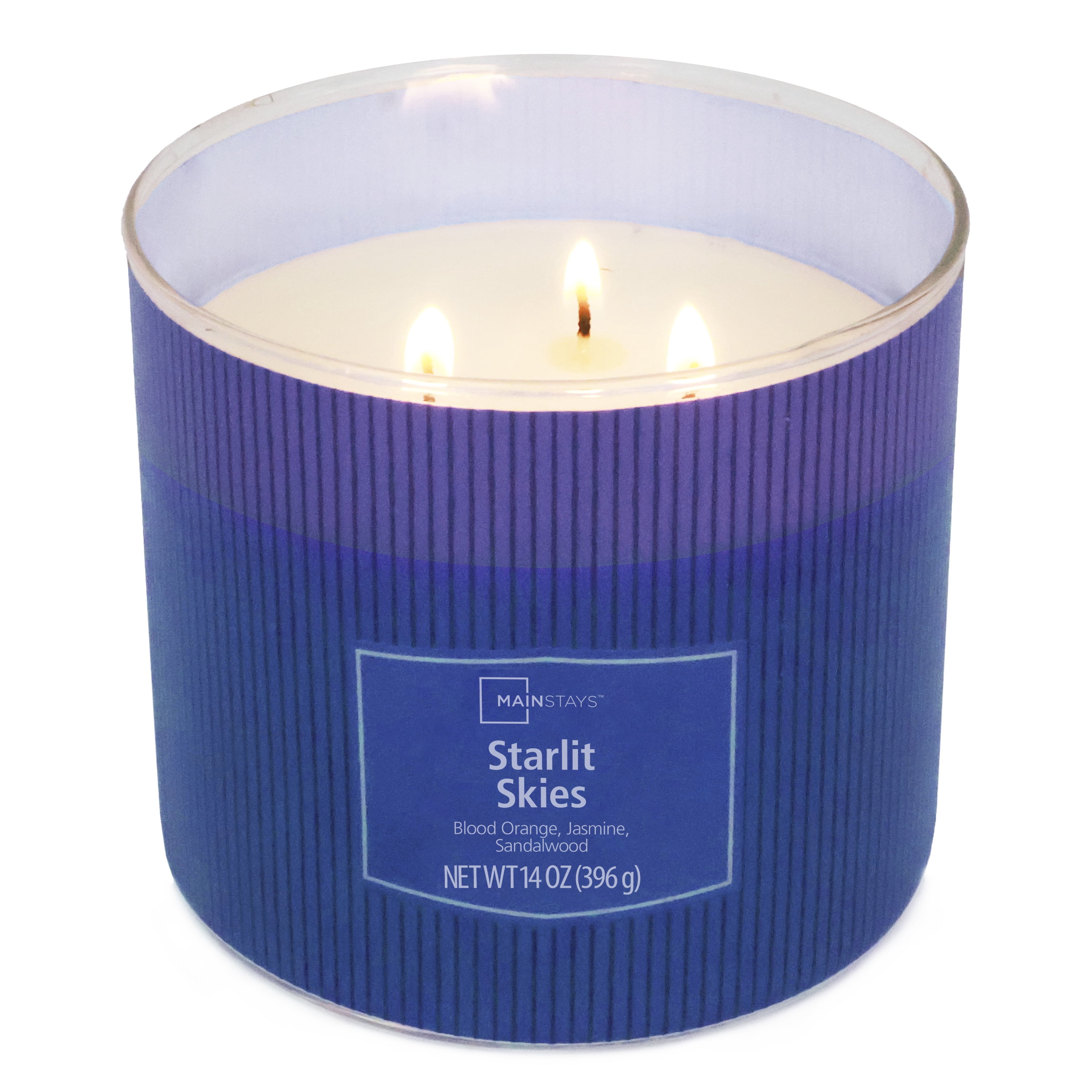 Bougie parfumée Mainstays à 3 mèches, enveloppée texturée Cieux étoilés, 14 oz