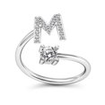 thumbnail image 1 of ruzhgo Bague Initiale pour Femmes Filles Bagues Alphabet en Alliage Argent Bagues Initiales Incrustées de Cristal Réglables Cadeau Type1 Type18, 1 of 6