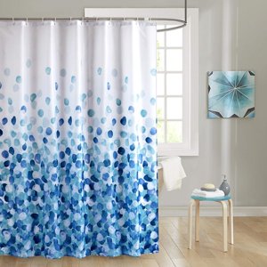 Linge de douche bleu Wave pour salle de bain, rideau de douche en tissu avec grommet et crochets, rideaux de douche de 72'*72''' imperméable