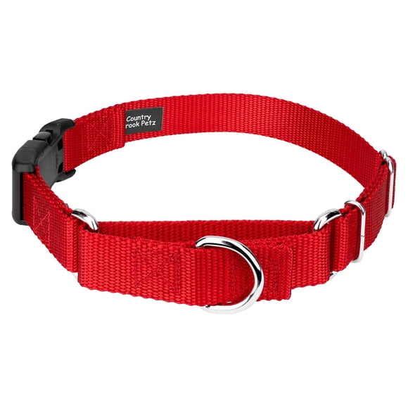 country Brook Petz - Martingale en Nylon Robuste Rouge Vif avec Boucle de Luxe - 30 Options de Couleurs Vives (1 Pouce, Moyen)