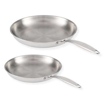Lagostina Forte 3 Ply Clad 2-Pack Skillet Set (26cm/ 10 in and 30cm/ 12 in), 18/10 Stainless Steel Interior, Induction Ready, Dishwasher and Oven Safe.