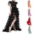 thumbnail image 5 of Fortune Women Tulle Skirt Solid Color Mesh Irregular Floor Length Party Skirt, 5 of 5