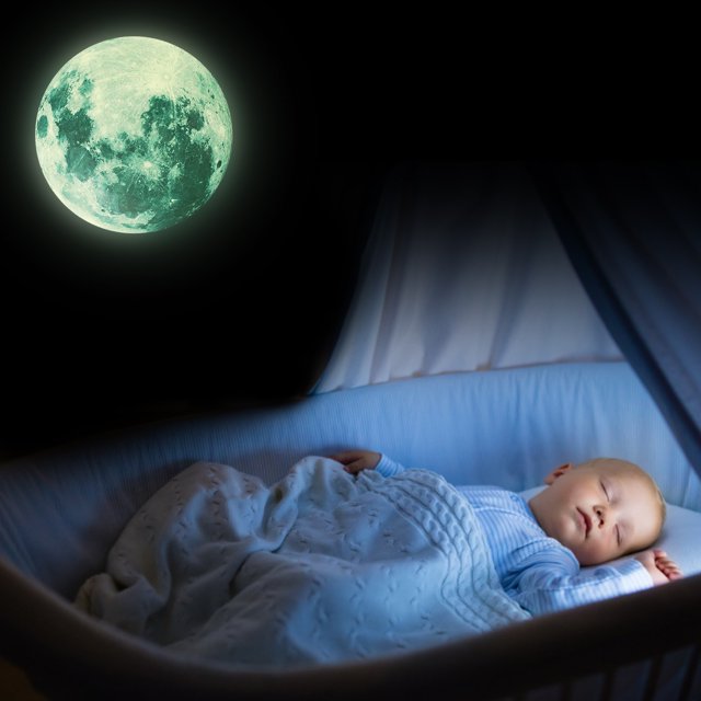EGNMCR Wall Stickers, Cute Stickers Glowing Luminous Space Wall Sticker Decal In The Dark Glowing Moon Sticker