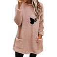 thumbnail image 2 of Hauts d'Automne pour Femmes Col Rond pour Femmes et Blouse d'Hiver Ample à Imprimé avec Poche, Chaude, à Manches Longues, Chandails à Col Rond en Liquidation, 2 of 4