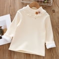 thumbnail image 2 of AWZXDE Girls Long Sleeve Shirts Solid Color Slim Fit Base Layer With Tie Casual Cardigan Style Top For Autumn, 2 of 3