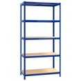 thumbnail image 3 of vidaXL 5-Layer Shelves 2 pcs Blue Steel&Engineered Wood, 3 of 5