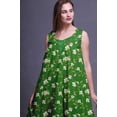 thumbnail image 4 of Bimba Robe de Nuit Mi-Mollet Verte à Feuilles Florales et Fleurs Blanches pour Femmes, Coton Imprimé, Sans Manches, Maxi, Taille Moyenne, 4 of 6