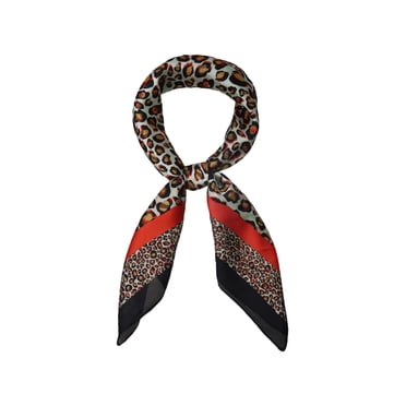 INSPIRE CHIC Women's Leopard Print Square Scarves Neck Scarf Neckerchief Orange