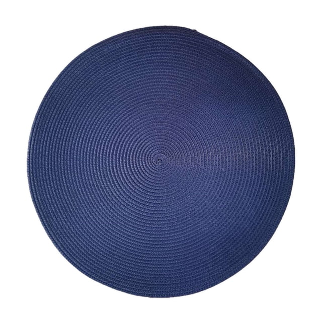 yulier 15 inch Round Woven Placemats Non Slip Heat Resistant Round Table Mats Washable Place Mats for Kitchen Dining Table Party Decoration, Navy