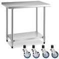 thumbnail image 1 of Gymax Table de Travail de Cuisine Commerciale en Acier Inoxydable 24 Pieds' x 36 Pieds' avec 4 Roues, 1 of 10
