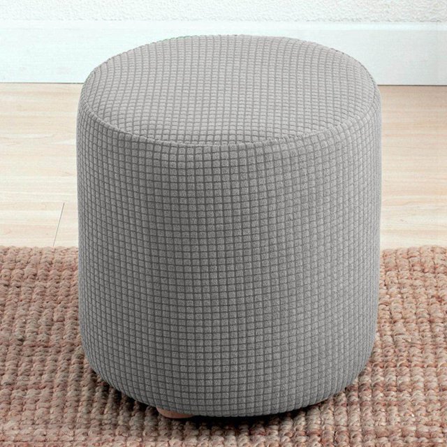 Langgg Housse Extensible Ottoman Protecteur de Meubles Protecteur de Meubles Rond Canapé Repose-Pieds Protecteur Ottoman Extensible Housse de Sofa Maison Gris