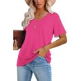 thumbnail image 2 of Timegard Womens Summer Tops Short Sleeve V-Neck Solid Color Comfy Basic Tee Casual Loose Shirts Tops Blouse, 2 of 6