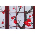 thumbnail image 3 of 3 Panel Wood Framed Cherry Blossom Screen (Mahogany), 3 of 3