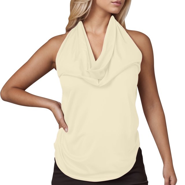 Liquidation! Hauts Grande Taille pour Femmes, Blouse à Manches Courtes d'Été pour Femmes, Haut d'Été Sans Manches Décontracté à Col Suspendu