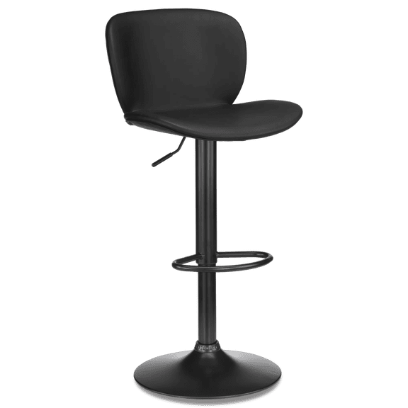 Bouclair Black Textured Faux Leather & Metal Adjustable Bar Stool