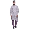 thumbnail image 1 of Atasi Designer Kurta Pajama For Men Printed Angrakha Kurta Set Summer Clothing, 1 of 3