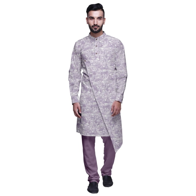 Atasi Designer Kurta Pajama For Men Printed Angrakha Kurta Set Summer Clothing