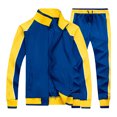 thumbnail image 1 of Men's Sports Pants Men's Color Blocked Sports Pants Zipper Pocket Long Sleeve Collar Set, 1 of 5