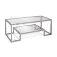 thumbnail image 1 of Henn&Hart CT0065 Rectangular Coffee Table with Tempered Glass Top and Steel Frame, Nickel, 1 of 8