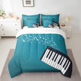thumbnail image 2 of Piano Key 7 Piece Comforter Set Full Bed in a Bag,Musical Notes Bedding Sets Black and White Musical Instruments Sheet Set with Comforter,Fashion Pop Music Bed Set, 2 of 6