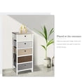 thumbnail image 3 of 5 Tier Side Table Storage End Table, Tall Dresser Nightstand Organizer with Wood Top and Fabric Drawers, 3 of 5
