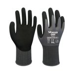 Work Gloves Pu Coated Nylon Polyurethane Safety Work Gloves, Gray Polyurethane Coated, Knit Wrist Cuff,Ideal For Light Duty Work