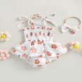thumbnail image 2 of Infant Baby Girl Dress Sleeveless Spaghetti Strap Ruffle Romper Dress Set Summer Floral Bodysuit 3-6 Months, 2 of 8