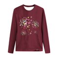 thumbnail image 4 of Pisexur Hauts d'Automne pour Femmes Mode Mignon T-Shirt Imprimé Graphique Hauts Col Rond Manches Longues Chemises pour Femmes Habillées Décontractées Sorties Hauts Confort Polyvalents Légers T-Shirts, 4 of 5