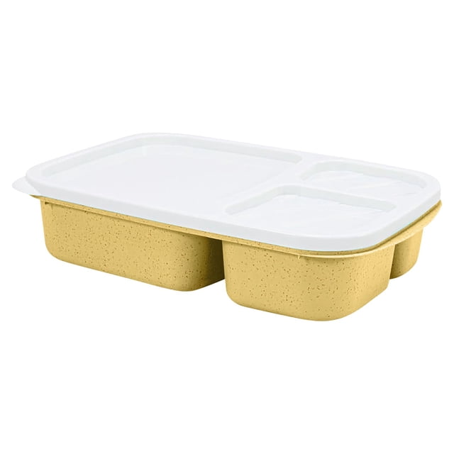 NAOJIE 3 Compartment Lunch Container & Reusable Snack Containers & Microwave and Dishwasher Safe(Beige),Bento Box,Lunchable Container,Snack Containers for Kids