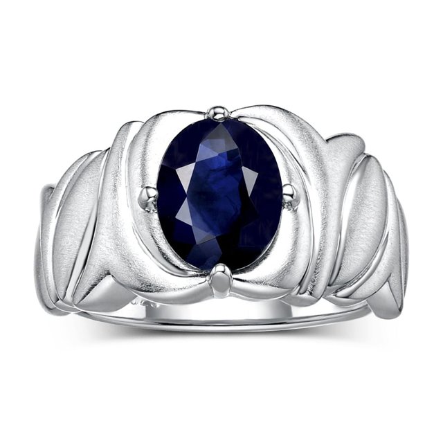 RYLOS Bagues pour Femmes Bague en Argent Sterling Solitaire Pierre Précieuse Ovale 9x7 mm avec Anneau Fini Satiné Saphir de Septembre Bijoux Taille 10