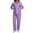 thumbnail image 1 of V Neck Scrubs for Women Set Scrubs Top Drawstring Straight Pants 4 Way Stretch Medical Nursing Uniforms Matching Sets, 1 of 6
